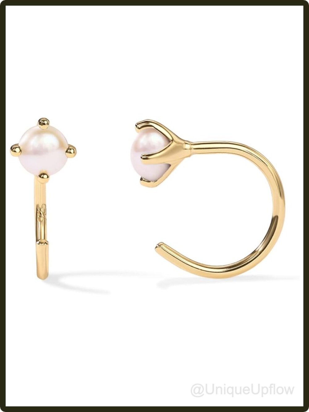 14K Gold Plated Half Hoop Huggie Earrings CZ Minimalist Everyday